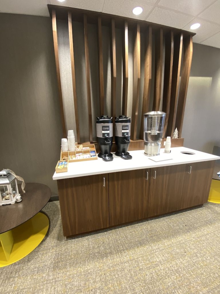 Springhill Suites Auburn lobby with free coffee and water