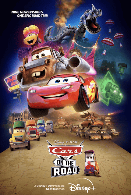 cars on the road review poster showing all cars characters